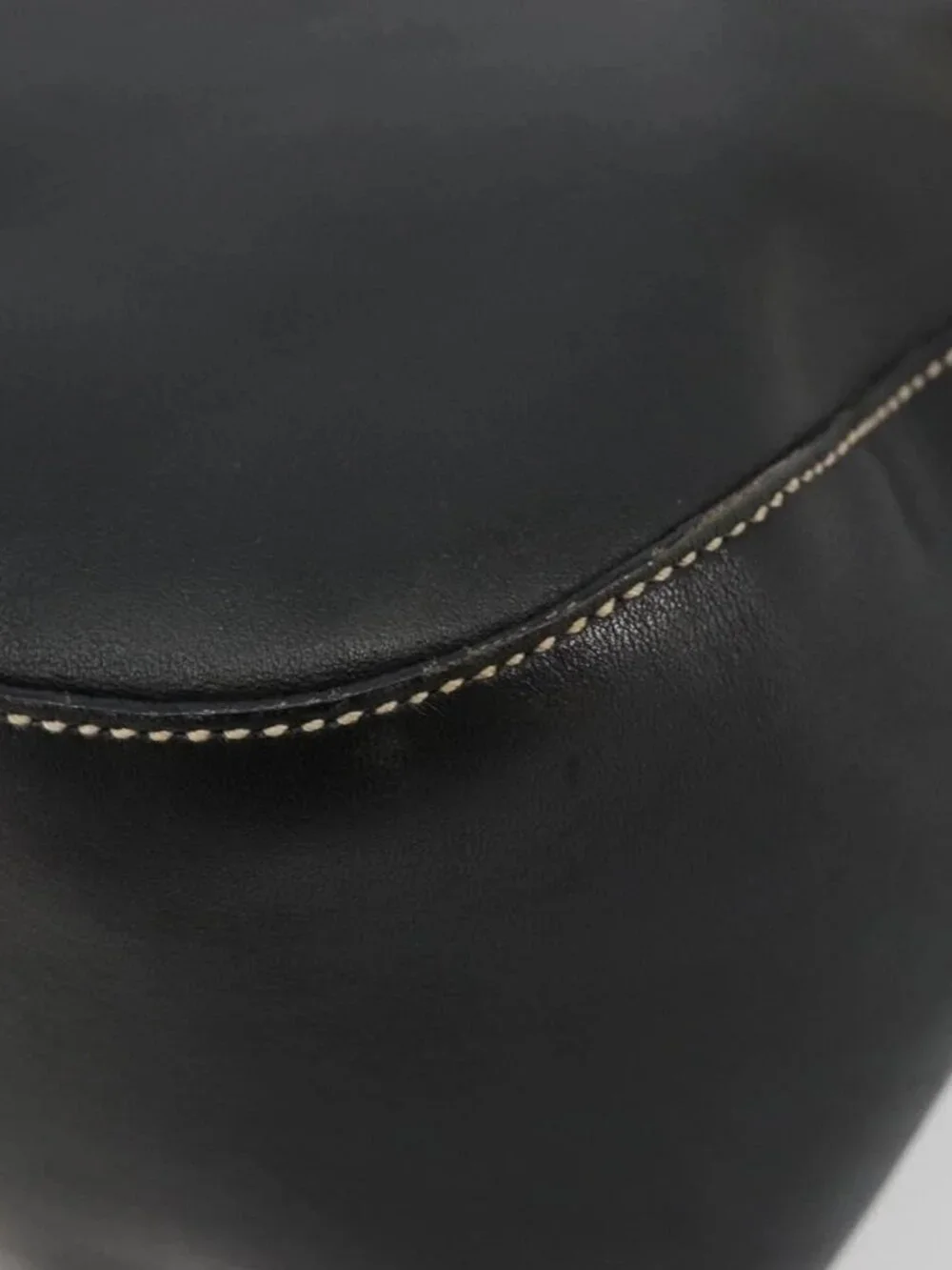 PRADA Chain Shoulder Bag Leather Black Gold Auth